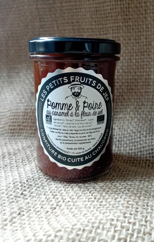 Confiture bio pomme poire au caramel à la fleur de sel