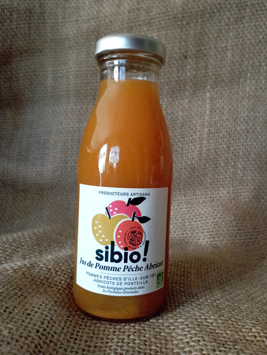 Jus de pomme, pêche, abricot bio